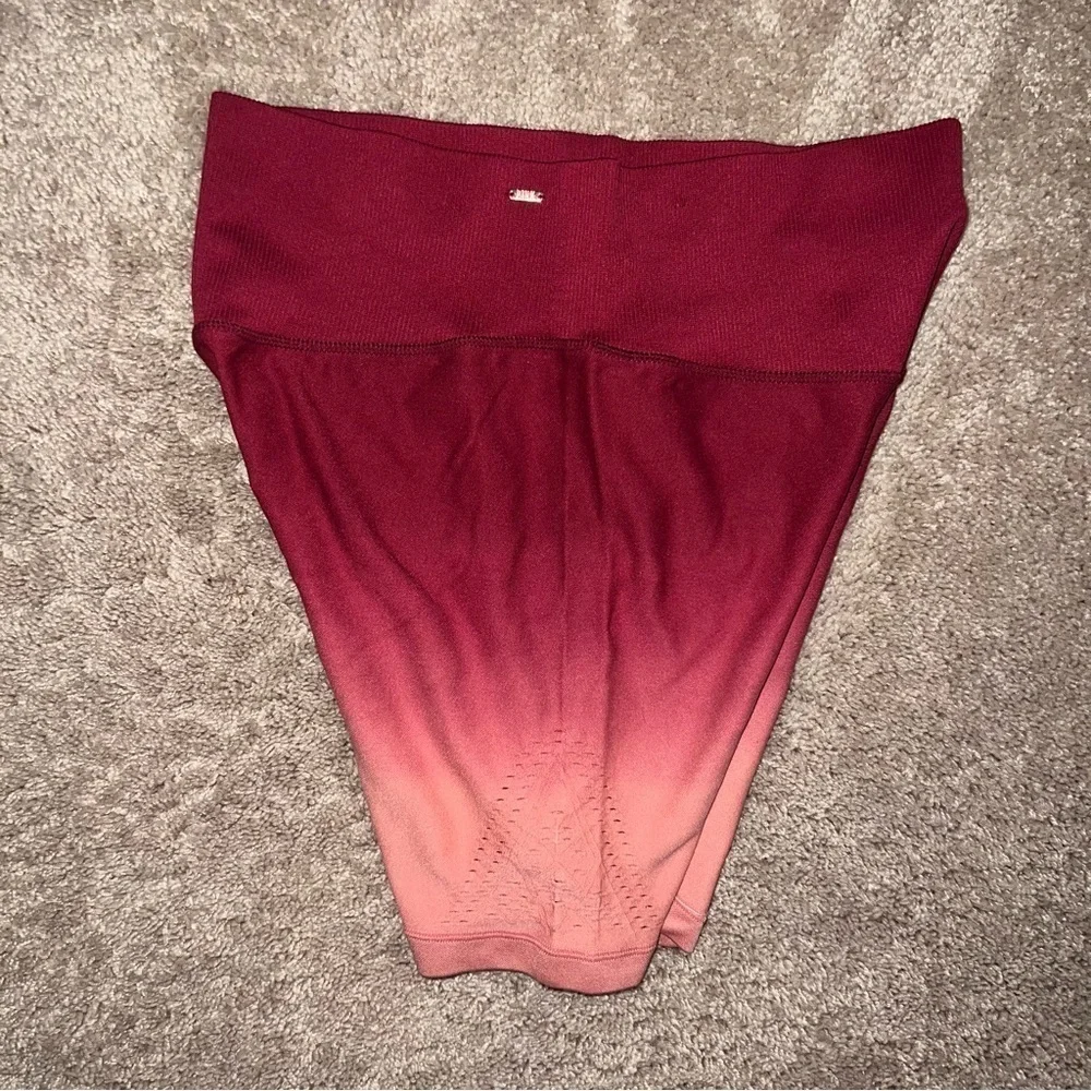 PINK Victoria’s Secret Ombré Perforated Bike Shorts Maroon and Pink Large